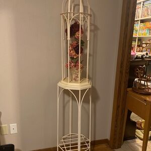 Elegant White Metal Plant Stand